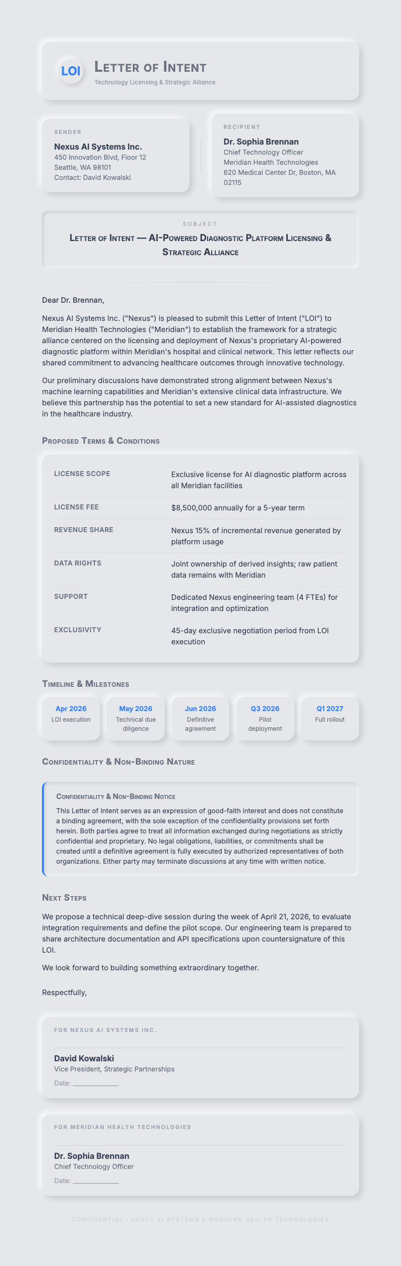 Neomorphic Letter of Intent